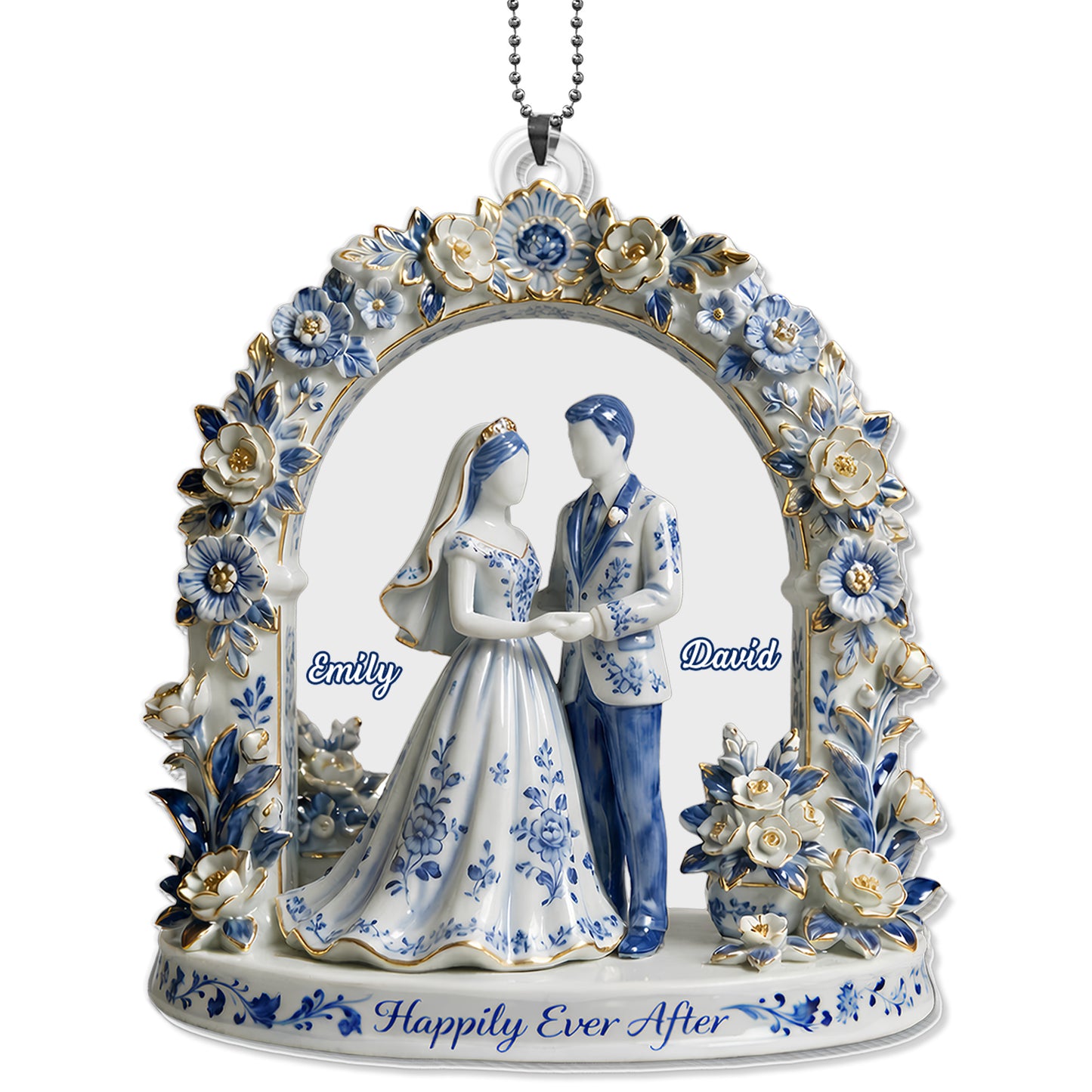 Happily Ever After, Bride and Groom Under Floral Arch