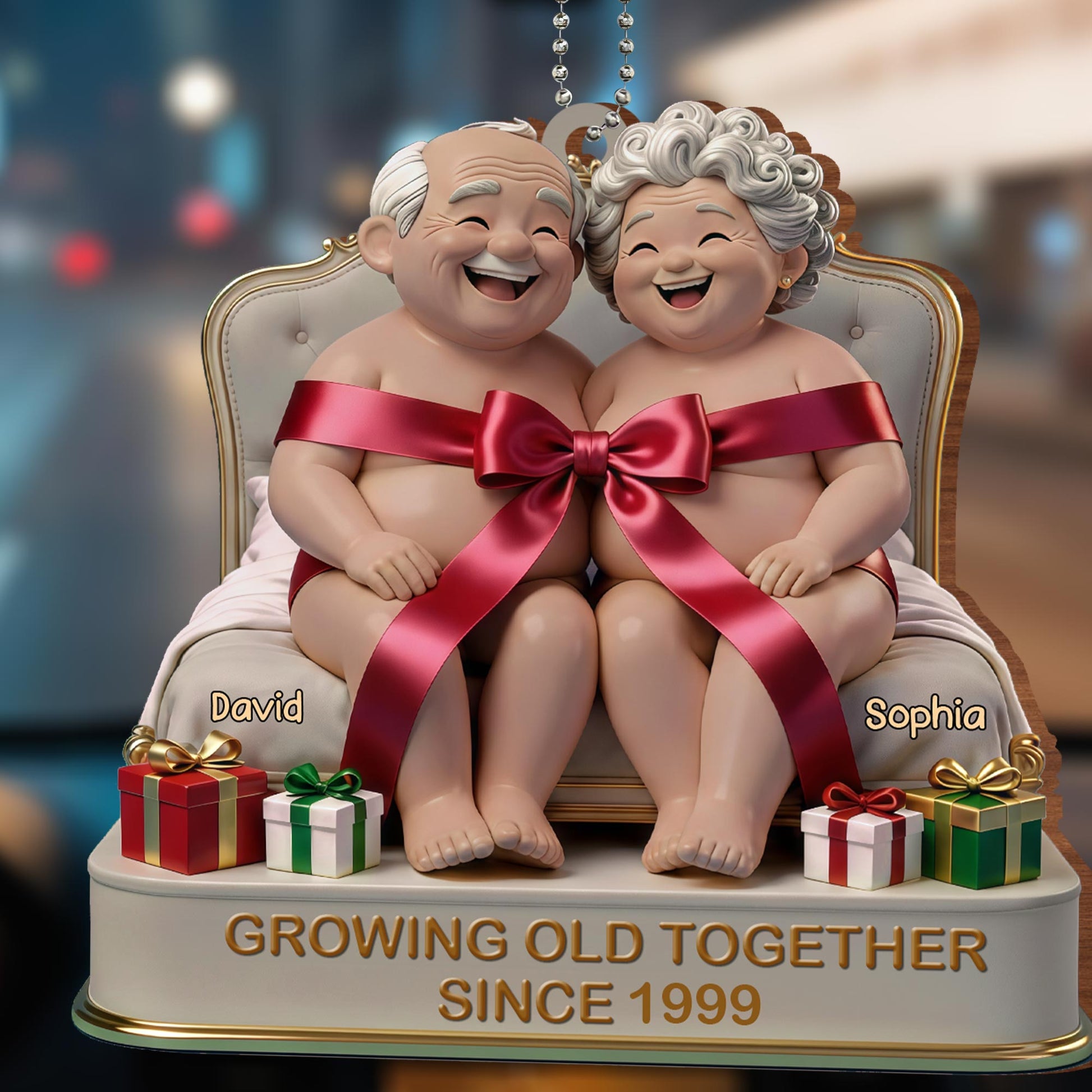 Growing Old Together, Elderly Couple With Gifts