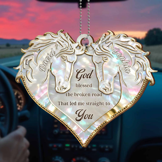 God Blessed The Broken Road, Heart With Horses Design