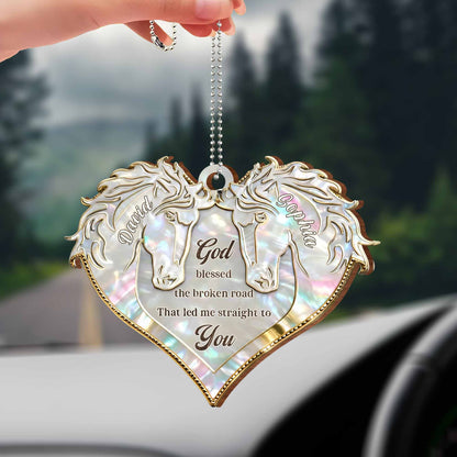 God Blessed The Broken Road, Heart With Horses Design