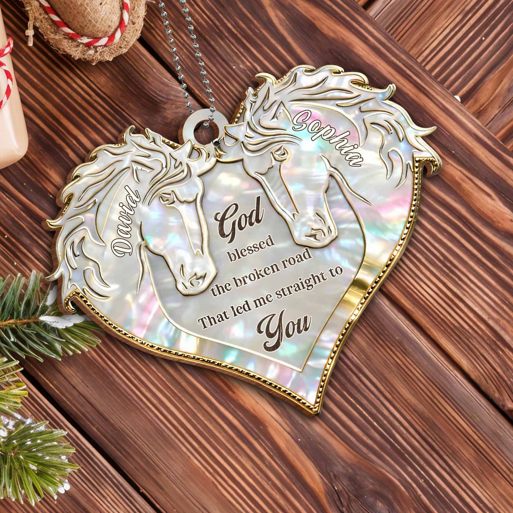 God Blessed The Broken Road, Heart With Horses Design