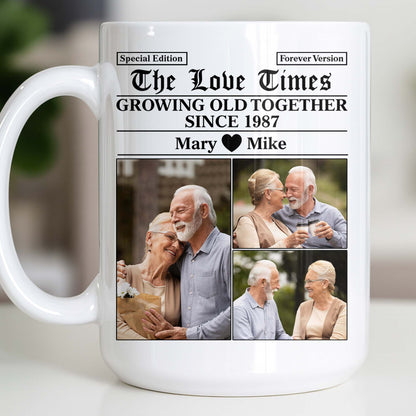 The Love Times, Growing Old Together, Photos Of A Couple - Personalized Custom Coffee Mug - CPL1316_MG