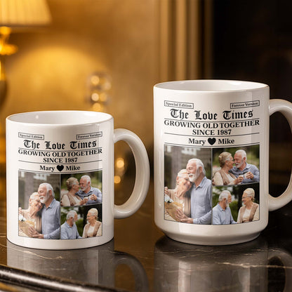 The Love Times, Growing Old Together, Photos Of A Couple - Personalized Custom Coffee Mug - CPL1316_MG