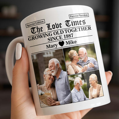 The Love Times, Growing Old Together, Photos Of A Couple - Personalized Custom Coffee Mug - CPL1316_MG