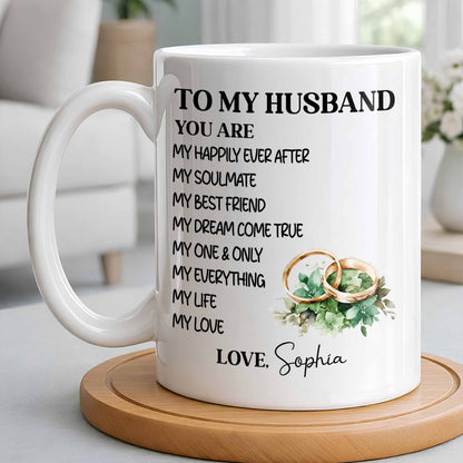 To My Husband You Are My Happily Ever After, Wedding Rings & Floral Design