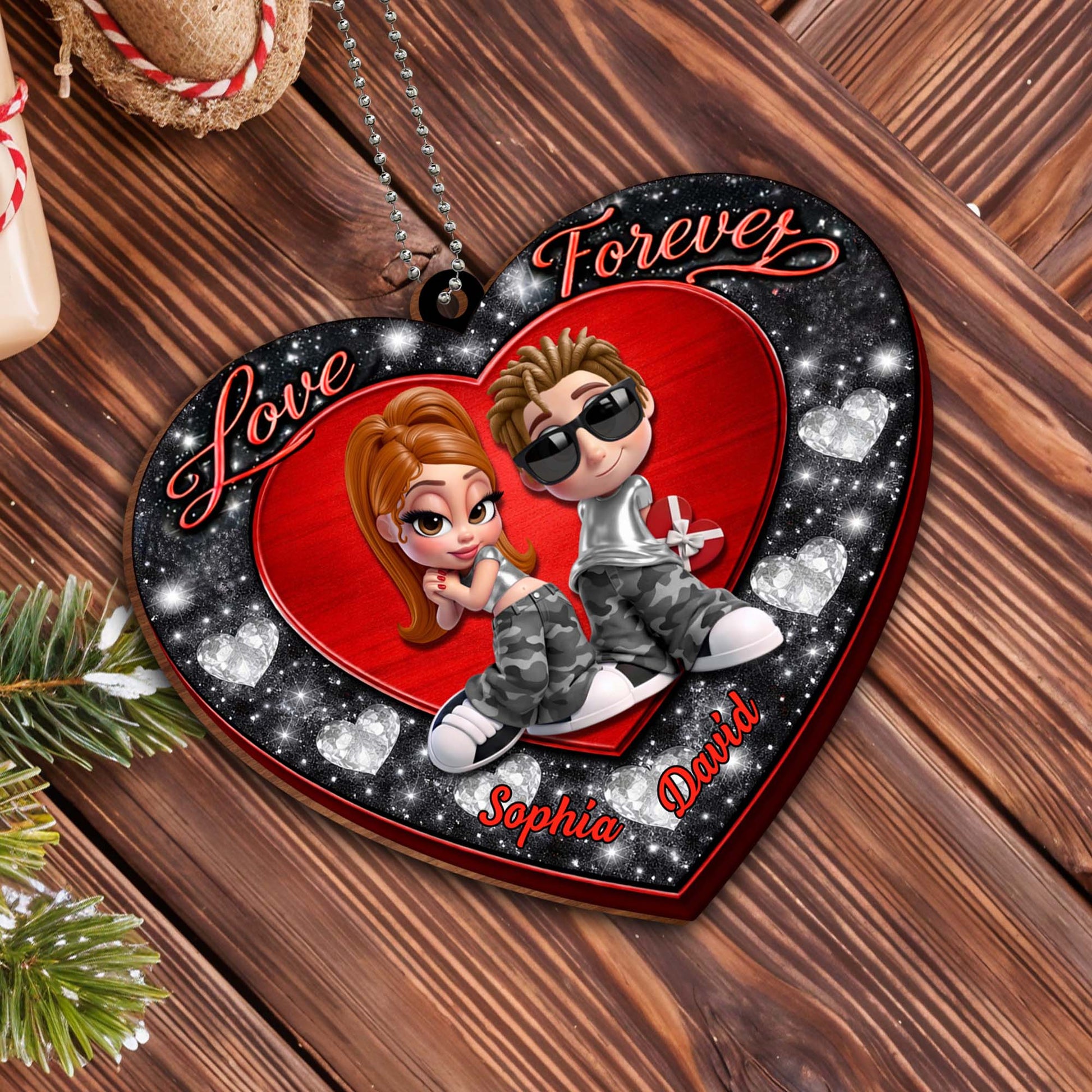Love Forever, Heart With Cartoon Couple
