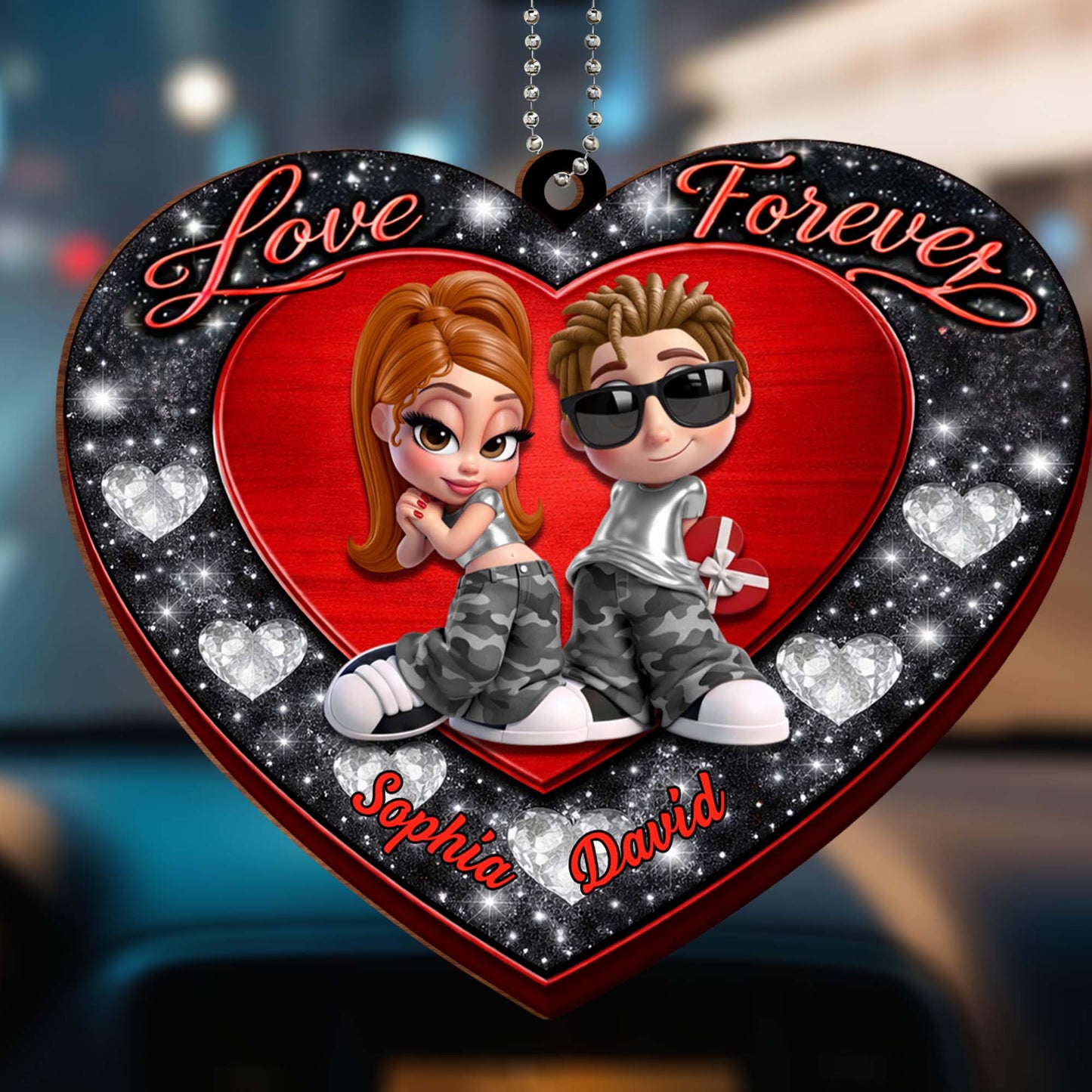 Love Forever, Heart With Cartoon Couple