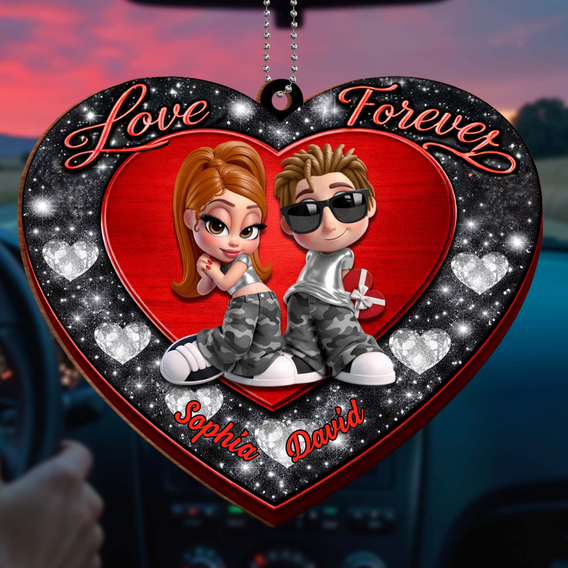 Love Forever, Heart With Cartoon Couple