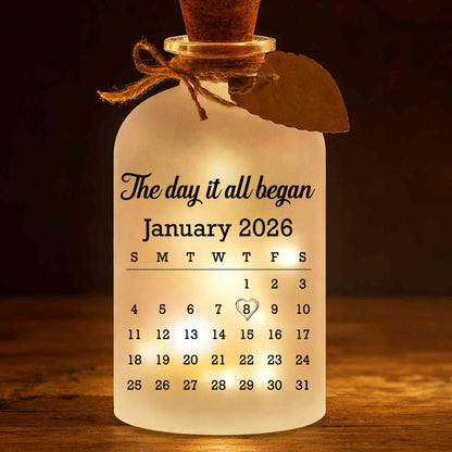 The Day It All Began Calendar Heart Bottle Light