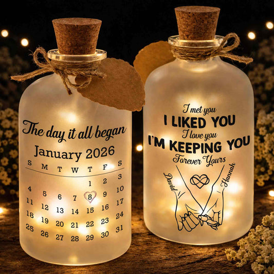 The Day It All Began Calendar Heart Bottle Light