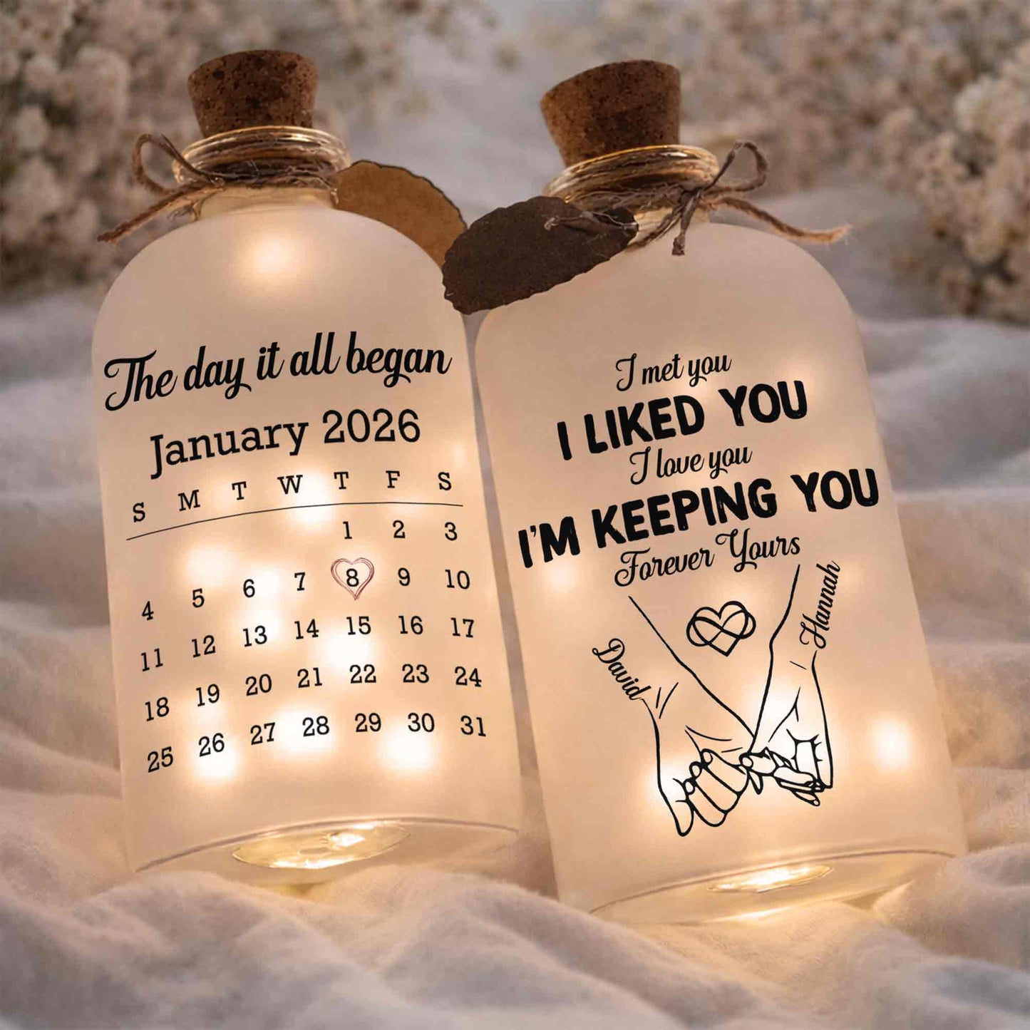 The Day It All Began Calendar Heart Bottle Light