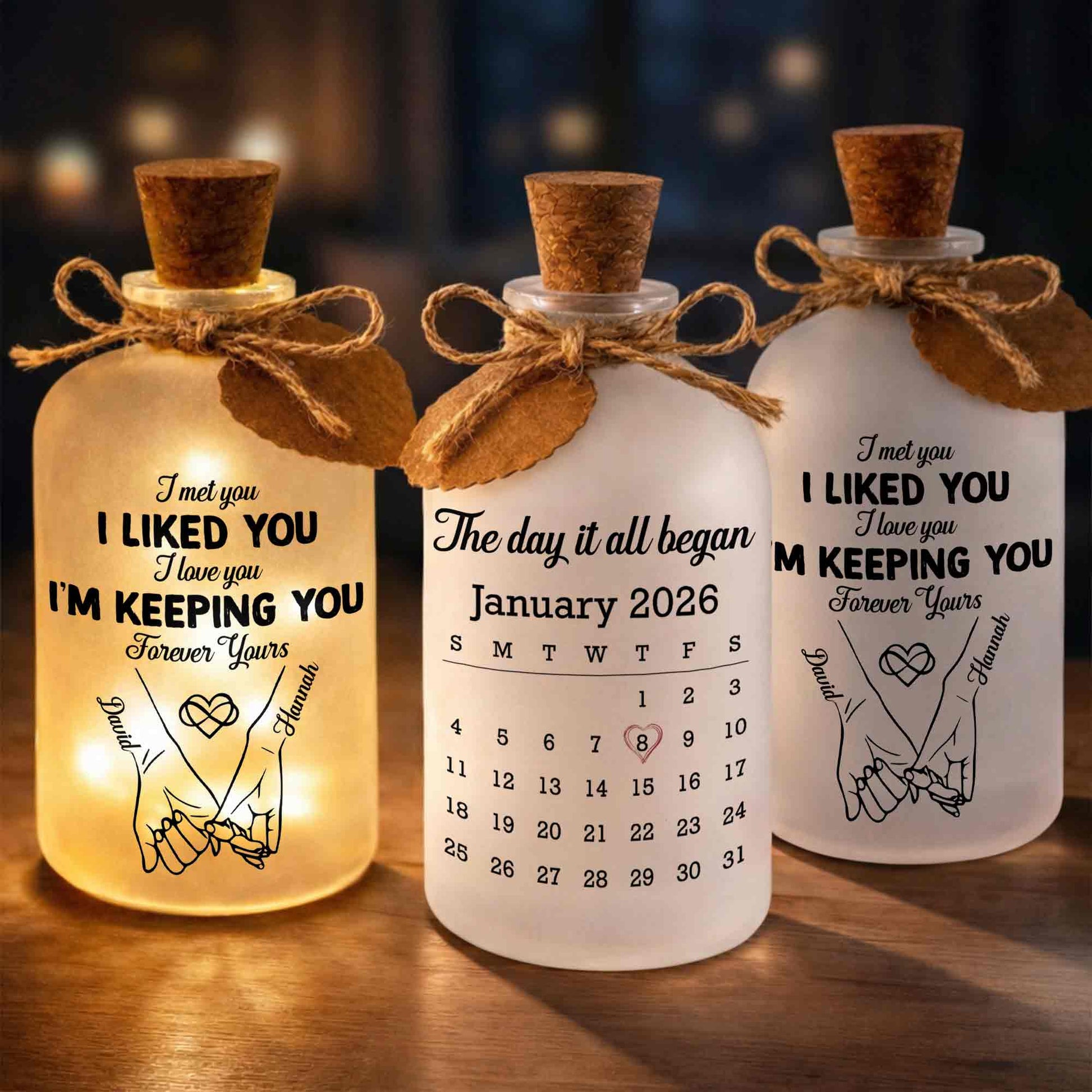 The Day It All Began Calendar Heart Bottle Light