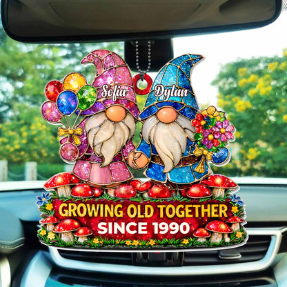 Growing Old Together Gnomes With Balloons And Flowers