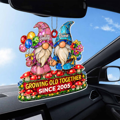Growing Old Together Gnomes With Balloons And Flowers