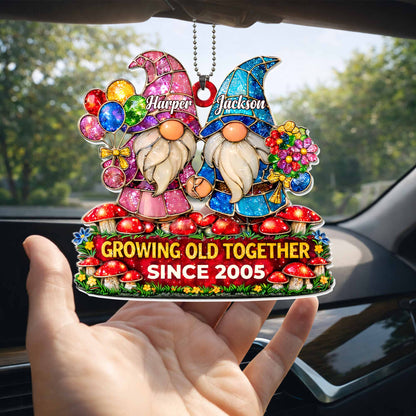 Growing Old Together Gnomes With Balloons And Flowers