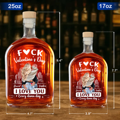 F❤CK Valentine's Day, I Love You, Heart And Cityscape - Personalized Whiskey Bottle - CPL1329_WHIBA