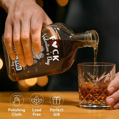 F❤CK Valentine's Day, I Love You, Heart And Cityscape - Personalized Whiskey Bottle - CPL1329_WHIBA