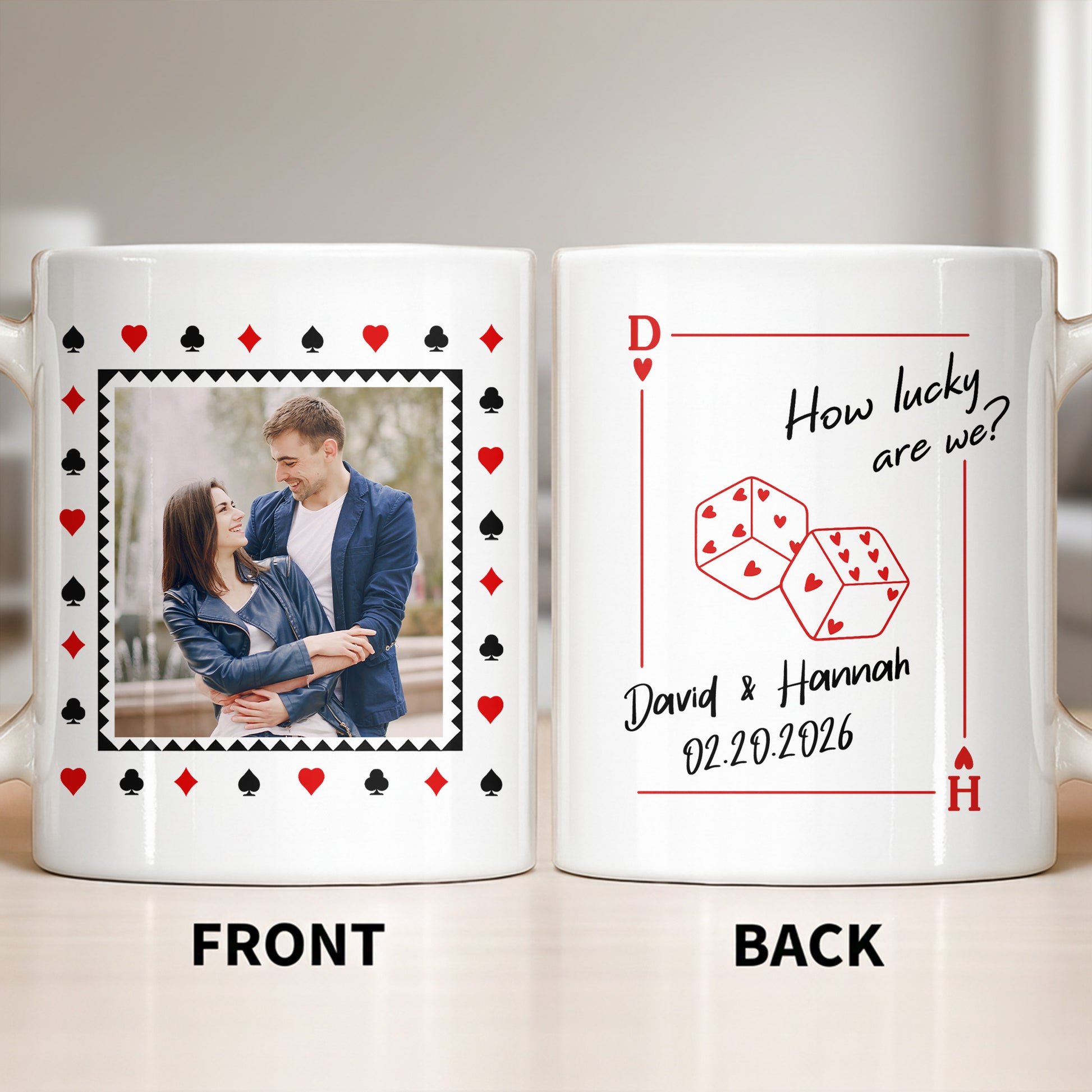 How Lucky Are We Playing Card Hearts And Dice Photo Design