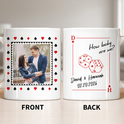 How Lucky Are We Playing Card Hearts And Dice Photo Design
