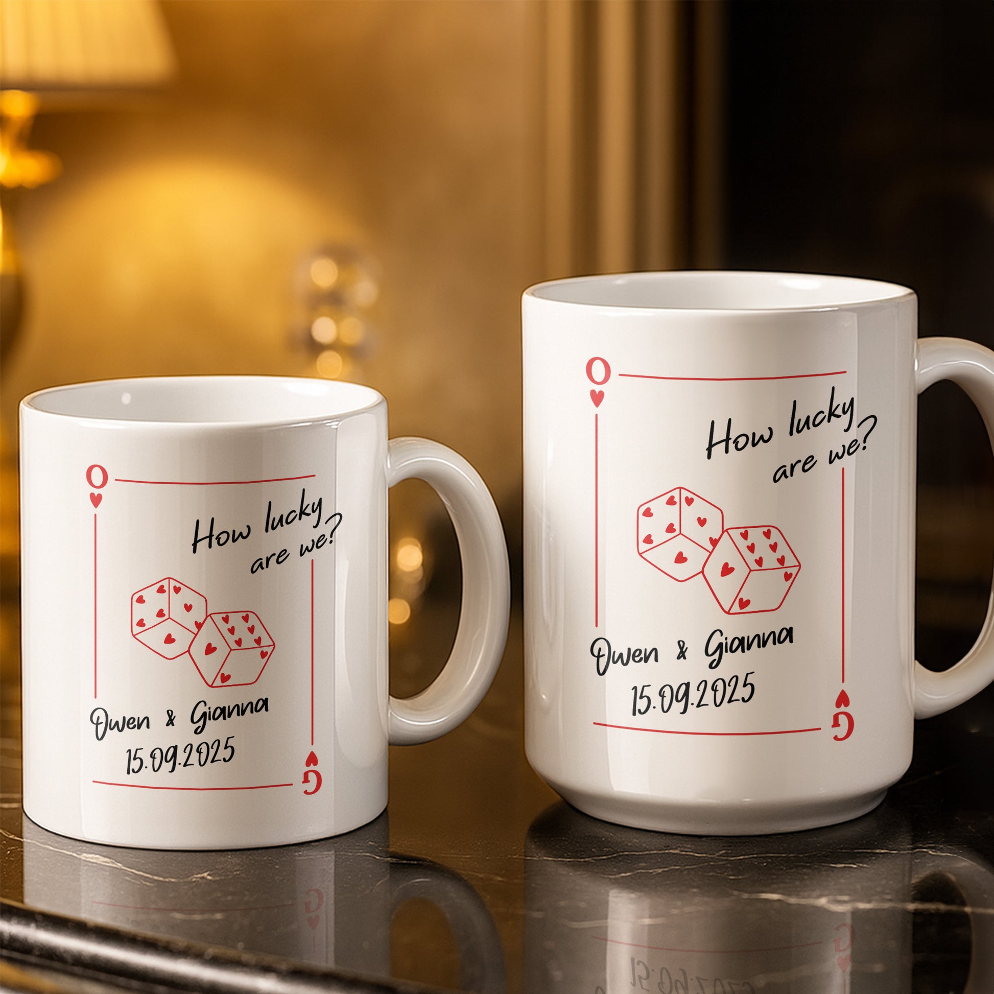 How Lucky Are We Playing Card Hearts And Dice Photo Design