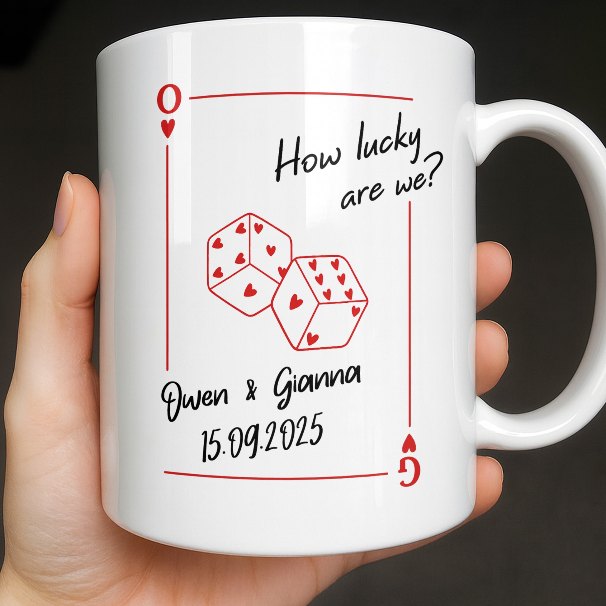 How Lucky Are We Playing Card Hearts And Dice Photo Design