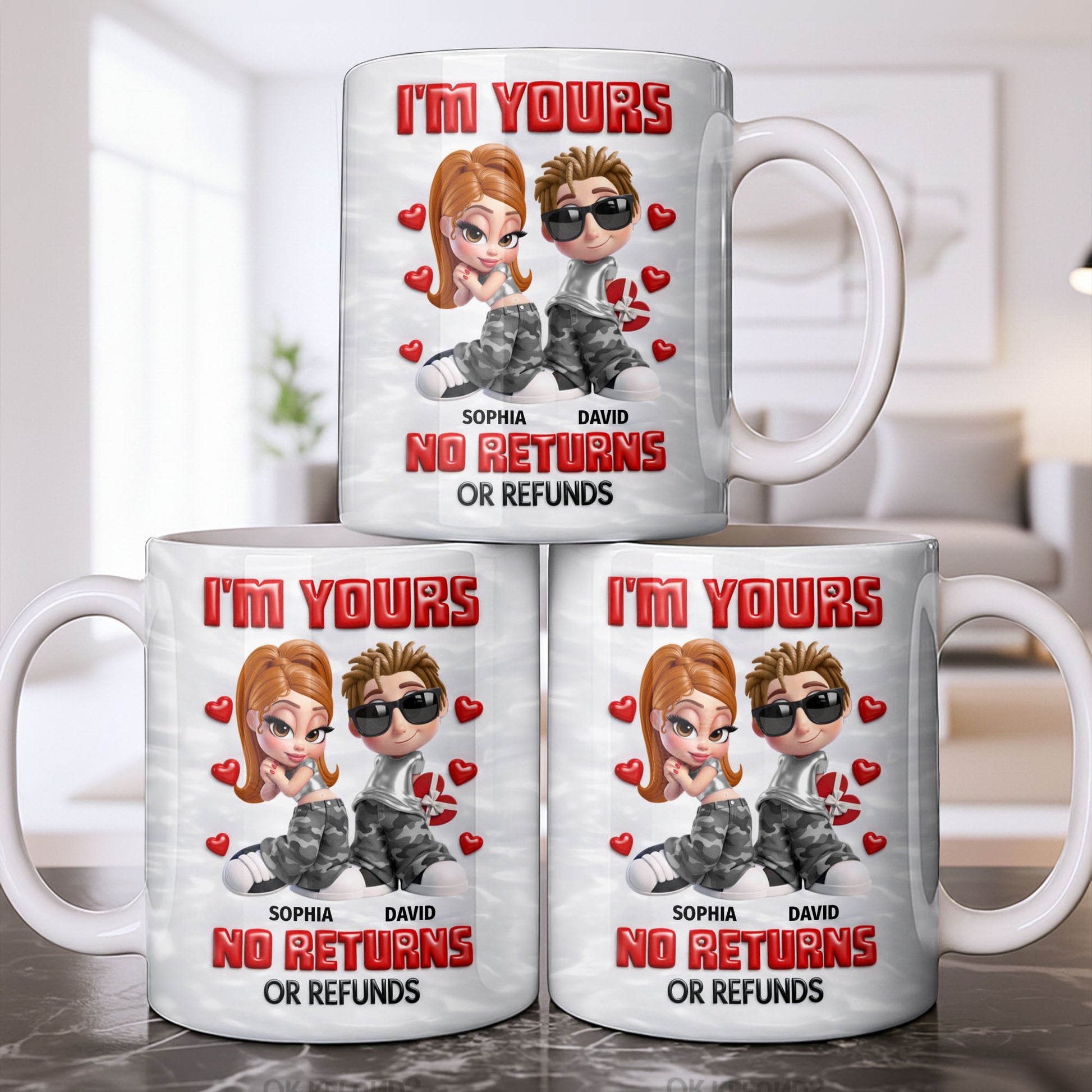 I'm Yours No Returns Or Refunds Funny Couple With Hearts