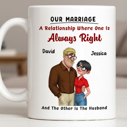 A Relationship Where One Is Always Right With Cartoon Couple