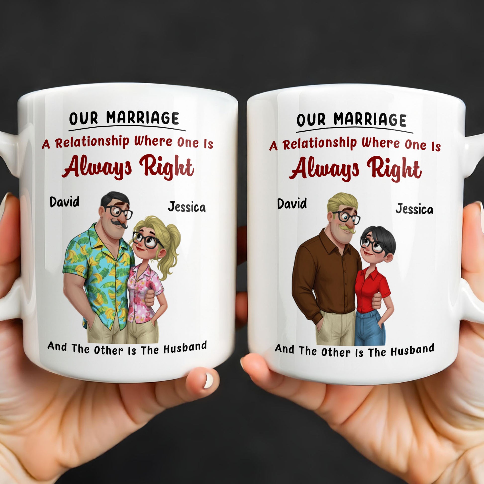 A Relationship Where One Is Always Right With Cartoon Couple