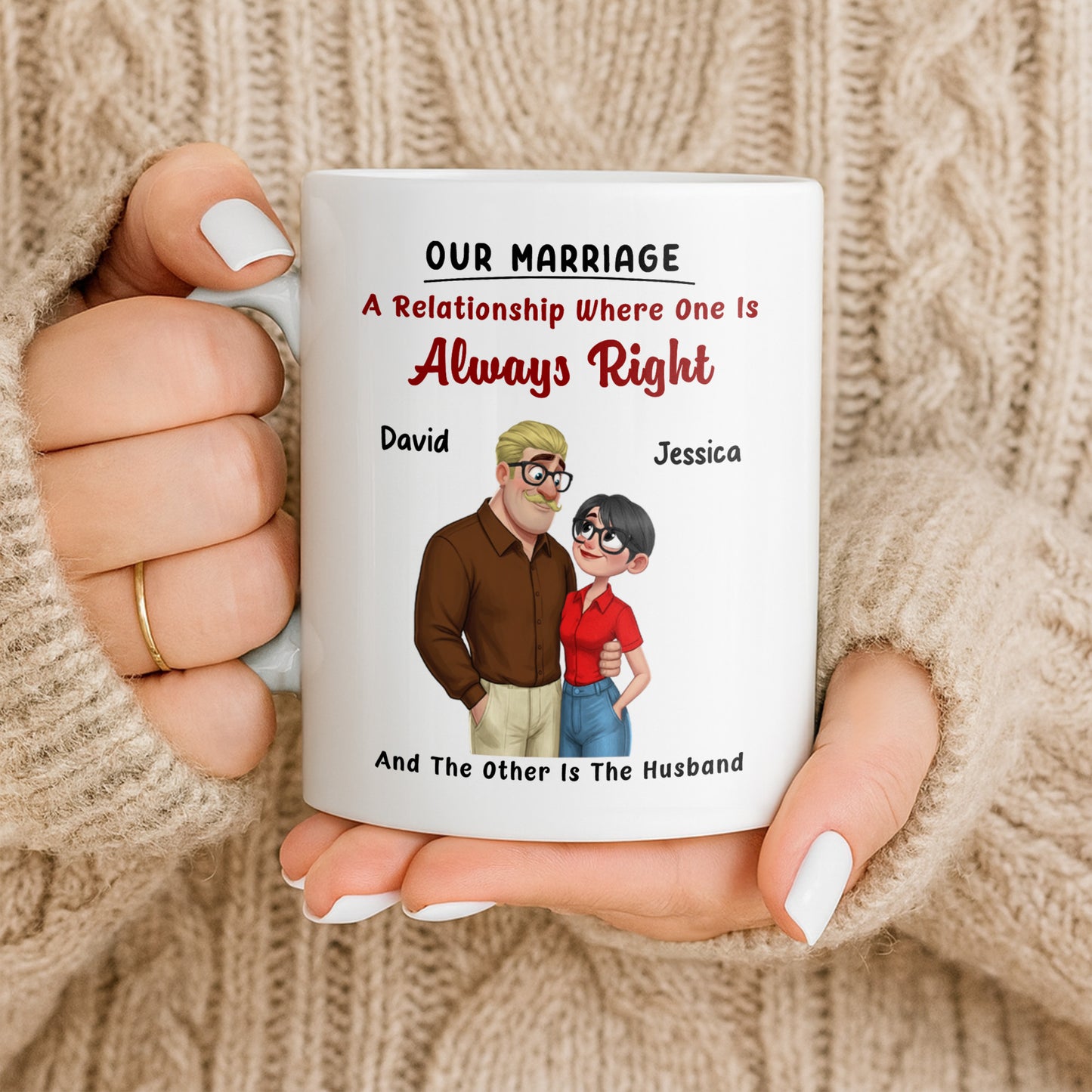 A Relationship Where One Is Always Right With Cartoon Couple