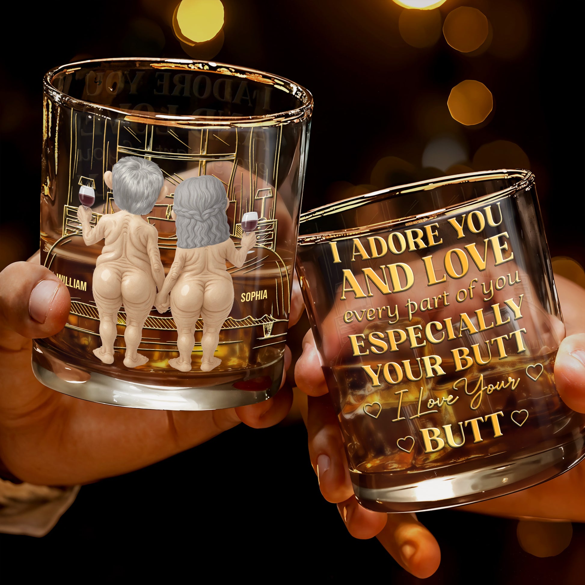 Together Forever, Elderly Couple With Wine Glasses