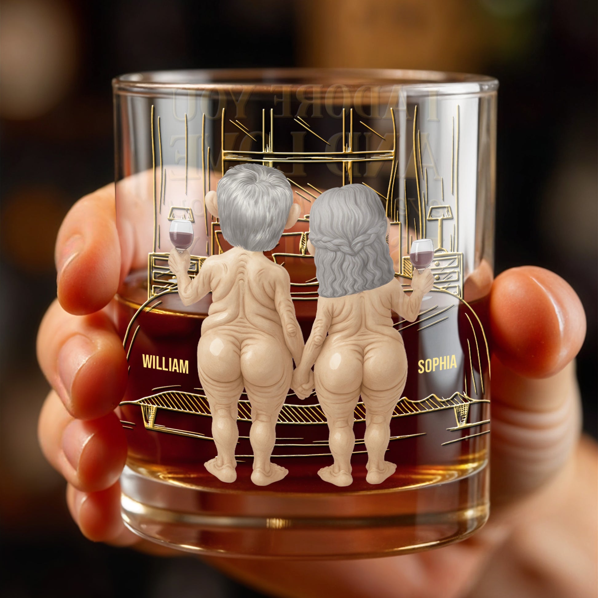 Together Forever, Elderly Couple With Wine Glasses