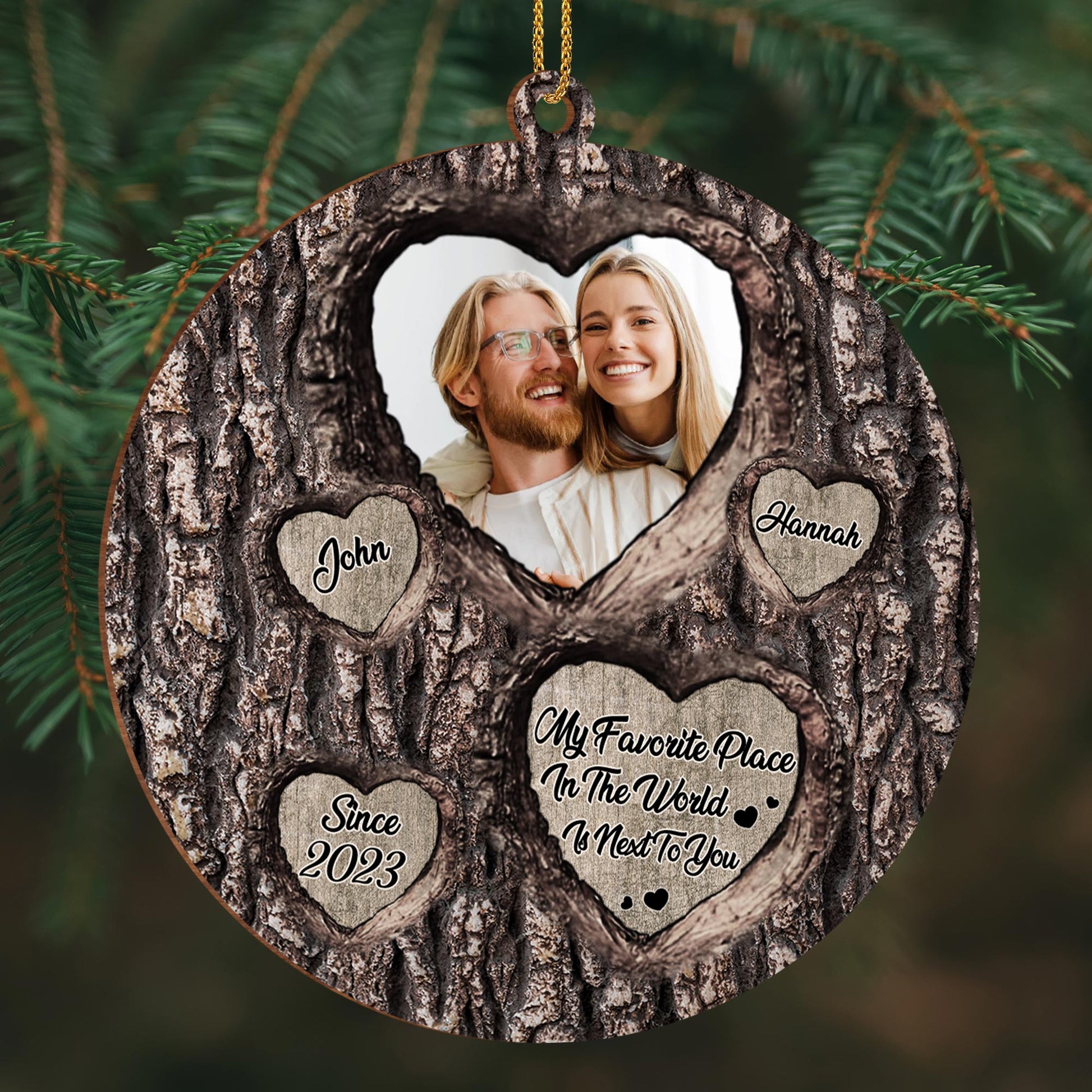 Favorite Place In The World Next To You Tree Bark Heart
