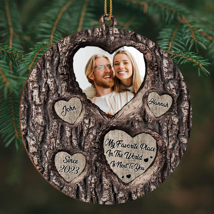 Favorite Place In The World Next To You Tree Bark Heart