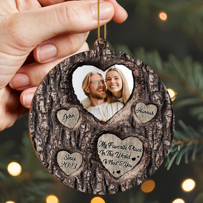 Favorite Place In The World Next To You Tree Bark Heart