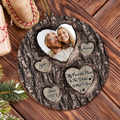 Favorite Place In The World Next To You Tree Bark Heart