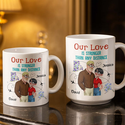 Our Love Is Stronger Than Any Distance Cartoon Couple Mug