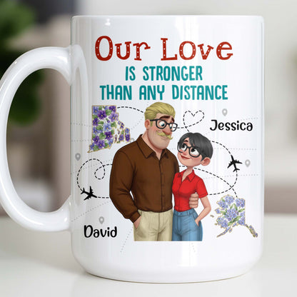 Our Love Is Stronger Than Any Distance Cartoon Couple Mug