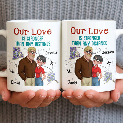 Our Love Is Stronger Than Any Distance Cartoon Couple Mug