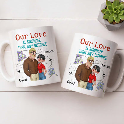 Our Love Is Stronger Than Any Distance Cartoon Couple Mug