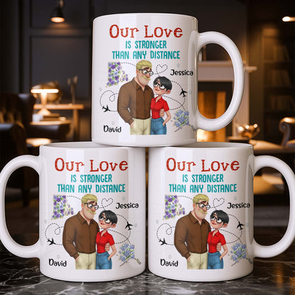Our Love Is Stronger Than Any Distance Cartoon Couple Mug
