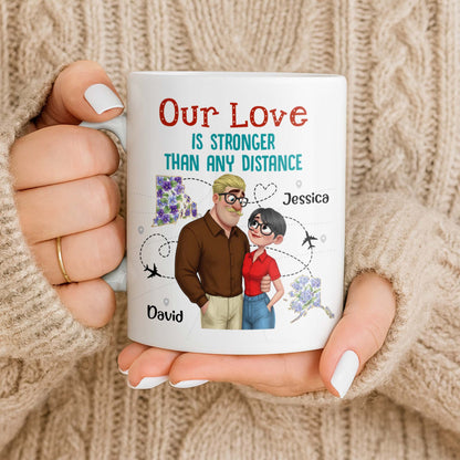 Our Love Is Stronger Than Any Distance Cartoon Couple Mug