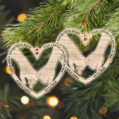 God Blessed The Broken Road, Joined Hands With Heart - Personalized Custom Acrylic Ornament, Christmas Gift - CPL134_ACO