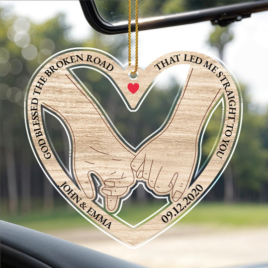 God Blessed The Broken Road, Joined Hands With Heart - Personalized Custom Acrylic Ornament, Christmas Gift - CPL134_ACO