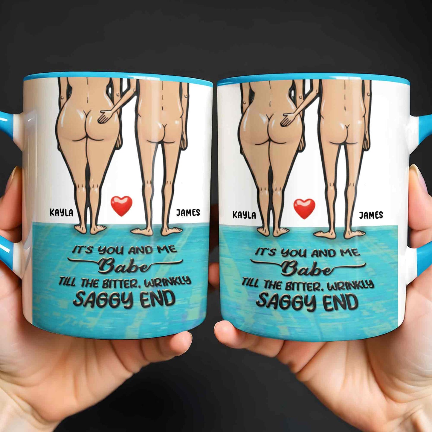 It's You And Me Babe, Couple With Heart Design - Personalized Custom Accent Mug - CPL1351_AMUG
