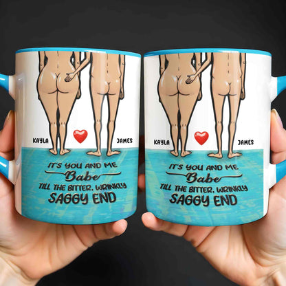 It's You And Me Babe, Couple With Heart Design - Personalized Custom Accent Mug - CPL1351_AMUG