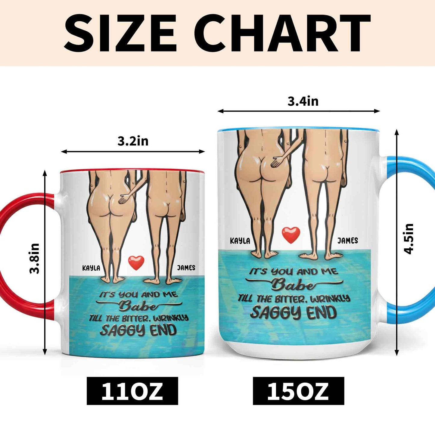 It's You And Me Babe, Couple With Heart Design - Personalized Custom Accent Mug - CPL1351_AMUG