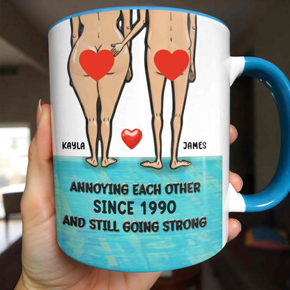 Annoying Each Other Since 1990 And Still Going Strong - Personalized Custom Accent Mug - CPL1352_AMUG