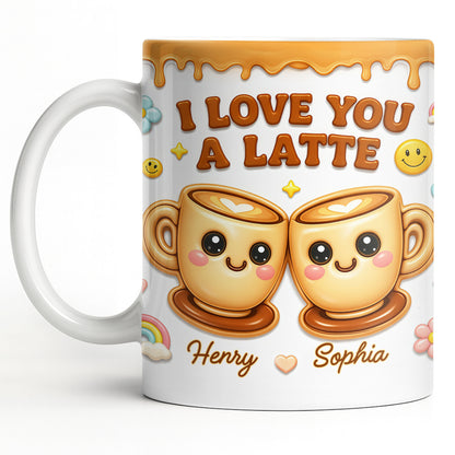I Love You A Latte With Cute Coffee Cups And Smiley Faces