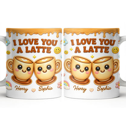 I Love You A Latte With Cute Coffee Cups And Smiley Faces