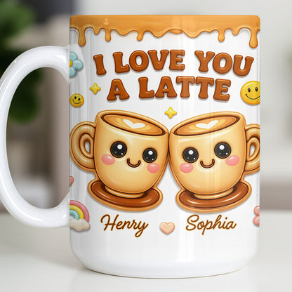 I Love You A Latte With Cute Coffee Cups And Smiley Faces